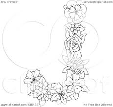 They are great to print and color, to make banners with, or to use as patterns for crafts. Clipart Of A Black And White Lineart Floral Uppercase Alphabet Letter J Royalty Free Vector Illustration By Vector Tradition Sm 1361257