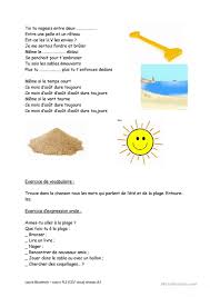 L'utilisation du service de dictionnaire des synonymes chanson est gratuite et réservée à un usage strictement personnel. Paroles A Trous Chanson D Ete Francais Fle Fiches Pedagogiques
