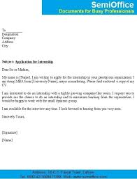 Application Format For Internship