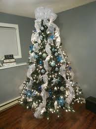Blue Silver And White Christmas Tree White Christmas Tree Decorations Ribbon On Christmas Tree Silver Christmas Tree