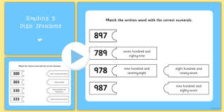 reading 3 digit numbers flipchart matching activity numeracy