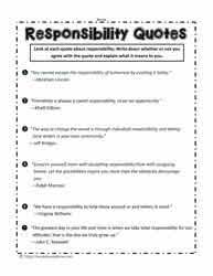 American parents like to tell their kids they're smart. Responsibility Worksheets