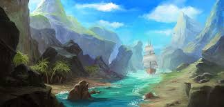 Tropical Island Fantasy Art Landscapes Island Art Tropical Illustration