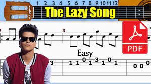 Bruno Mars The Lazy Song Guitar Tab Bruno Mars Guitar Tabs Acoustic Songs