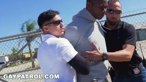 GAY PATROL - Shoplifting Thug Stuffed By Police During Interracial 3Some