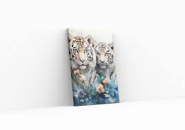 Tablou Canvas - White Tigers Acrylic Style – The Print Studio
