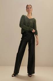 Francesca's Sheri Long Sleeve Diamond Pattern Pointelle Pullover