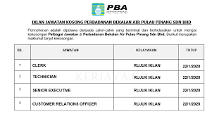 Jawatan kosong kerajaan terkini di kerajaan negeri pulau pinang mac 2019. Jawatan Kosong Terkini Perbadanan Bekalan Air Pulau Pinang Pelbagai Kekosongan Baru 2020 Kerja Kosong Kerajaan Swasta