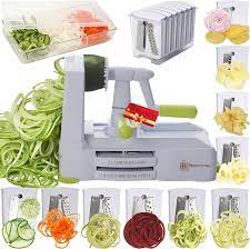 Buy Brieftons 10-Blade Spiralizer: Strongest-and-Heaviest Vegetable Spiral  Slicer, Best Veggie Pasta Spaghetti Maker for Low CarbPaleoGluten-Free,  with Blade Caddy, Container, Lid & 4 Recipe Ebooks Online at Low Prices in  India -