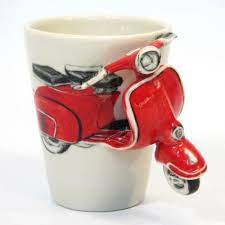 Red Classic Vespa Motorcycle Mug Ceramic Handmade Mugs Vespa Red Vespa
