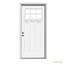 Jeld Wen 36 In X 80 In 6 Lite Craftsman White Painted Steel Prehung Right Hand Inswing Door W Brickmould And Shelf N11651 Steel Entry Doors Buy Exterior Doors Craftsman Door