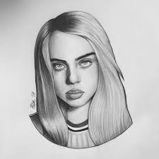 Black And White Billie Eilish Drawing Art Belongs To Erin Lg On Instagram Wherearetheavocados Celebrity Drawings Billie Billie Eilish