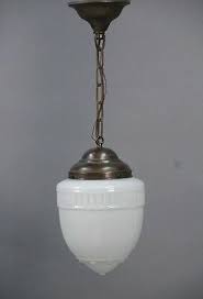 Chandelier lighting also hangs from the ceiling but features a branched system with many lights as opposed to one light like pendants. 1930s Antique Pendant Light W Milk Glass Acorn Shade Vintage Lighting 10283 Ebay