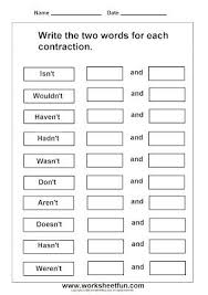 Contractions Homeschool Grammar Word Study Activities 2nd Grade Worksheets