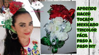 🇲🇽Como Hacer Tocado de Flores Mexicano Tricolor Fácil Paso a Paso DIY