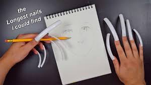 How acrylic nails got the middle class treatment. Drawing With The Longest Fake Nails I Could Find Youtube