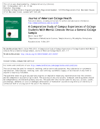 Check out our new digs and get the help you need! Pdf A Comparative Study Of Campus Experiences Of College Students With Mental Illnesses Versus A General College Sample