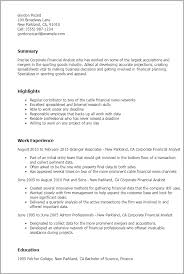 9 years of experience in systems development and analysis. Corporate Financial Analyst Templates Myperfectresume