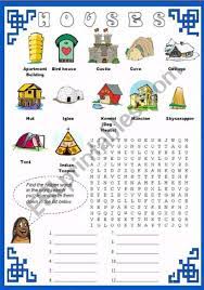Vocabulary Related To House Types Crossword Puzzle Types Of Houses Worksheets For Kids Disney Paper Dolls
