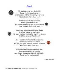 Smart By Shel Silverstein 2nd 4th Grade Worksheet Poem Lesson Silverstein Poems Poetry Worksheets