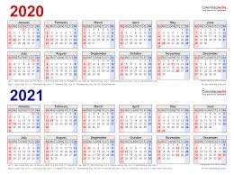 This 2021 year at a glance calendar is downloadable in both microsoft word and pdf format. 2020 2021 Two Year Calendar Free Printable Word Templates
