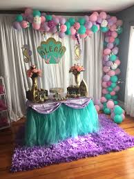 Birthday Theme Ideas For Baby Girls Aleah S Birthday Under The Sea Theme Baby Girl Birthday Theme Mermaid Theme Birthday Party Mermaid Birthday Party Decorations