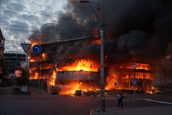 Kyiv, Ukraine, Hit in Russian Missile Attack - The New York Times