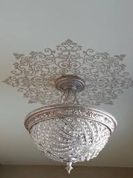 Shop elegant ceiling fans from shades of light! Metallic Silver Glam Ceiling Medallion Stencils Modello Designs Stencils Project By Elegant Fini Ceiling Medallions Elegant Ceiling Fan Silver Wall Stencil
