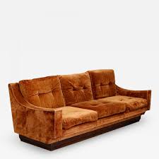 It's made with a solid wood frame, and is upholstered in a polyester velvet fabric. Luciano Frigerio Sofa Midcentury By Luciano Frigerio In Original Velvet Orange 1970s