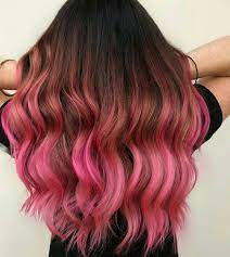 Brown To Rosy Pink Long Wavy Human Hair Hair Dye Tips Brown And Pink Hair Pink Hair Tips