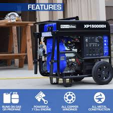 Charged via solar panel, a wall socket or car battery. Xp15000eh 15 000 Watt Dual Fuel Generator Duromax Power Equipment