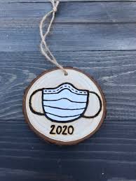 Mask Ornament Wood Burned And Hand Painted Ornament 2020 Etsy Wood Christmas Ornaments Hand Painted Ornaments Christmas Ornaments To Make