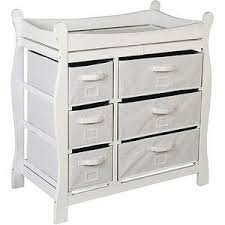 Badger Basket Sleigh Style Baby Changing Table With 6 Baskets White Includes Pad Walmart Com Changing Table Dresser Changing Table Baby Changing Table