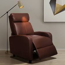 Single Recliner Chair Sofa Modern Wingback Leather Reclining Chair Easy Lounge W Footrest Walmart Com Walmart Com
