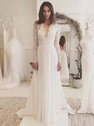 Chic A Line Wedding Dresses Long Sleeve V Neck Romantic Wedding Dress With Lace Amy269 Wedding Dress Sleeves V Neck Wedding Dress Ivory Chiffon Wedding Dress
