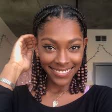 Small Goddess Braids With Wooden Beads Transitioning Hairstyles Natural Hair Styles Short Hair Styles