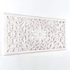 Madeleine Home Remo 18 In X 48 In White Medallion Wooden Wall Art Sculptures Mh Md 13011wt The Home Depot Wall Medallion Medallion Wall Decor Carved Wood Wall Decor