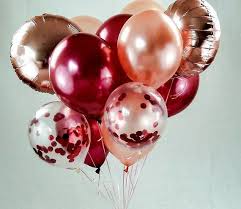 Wine Red Confetti Balloons 13 Pack Rose Gold Confetti Pre Etsy Confetti Balloons Red Birthday Party Rose Gold Confetti