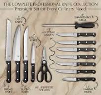 14 piece Stainless Steel Serrated Knife Set | Kitchen Cutlery Set With  High-Carbon Stainless Steel Blades And Wooden Block Set By Moos and Stone:  ...