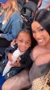 Cardi B with her son Wave at the NBA Finals tonight. 😍🫶🏼