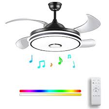 The best ceiling fan with light and remote can save your money on purchasing another light; Buy Retractable Ceiling Fan Light And Bluetooth Speaker Rgb Color Changing 36w 49 2in Music Black Ceiling Fan Remote Online In Indonesia B081cn92vb