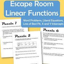Linear Function Escape Room 7 Puzzles Linear Functions And More Linear Function Literal Equations Teaching Algebra