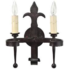 Shop indoor & outdoor lighting styles! Wrought Iron Fleur De Lis Two Candle Sconce At 1stdibs
