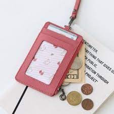 Id Window Business Credit Card Holder Leather Necklace Neck Strap Lanyard Badge Card Holder Leather Credit Card Pouch Credit Card Holder