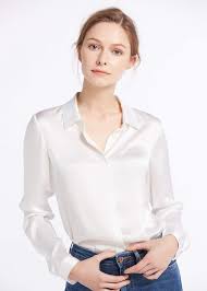 Basic Concealed Placket Silk Shirt Womens Silk Blouses Silk Shirt Womens Fashion Casual Outfits