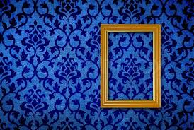 Download blue vintage wallpaper background wallpaper and image with high quality? Gold Frame On A Vintage Blue Wall Stock Image Colourbox