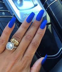 The blue shade used is one of our favorites because it is so vivid and bright. Blue Coffin Nails Blue Coffin Nails Blue Matte Nails Shiny Nails Designs