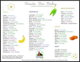 food for baby chart from wholesomebabyfood com this