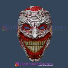 Файл 3D Clown Joker Mask Death of the Family Cosplay Halloween Helmet  🤡・Дизайн для загрузки и 3D-печати・Cults