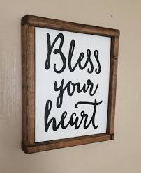 Southern Charm Bless Your Heart Wood Signs For Home Wood Frame Sign Hand Painted Wooden Signs